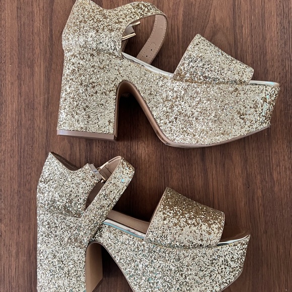 UO Sofia Glitter Platform Heels size 7 - Picture 2 of 6